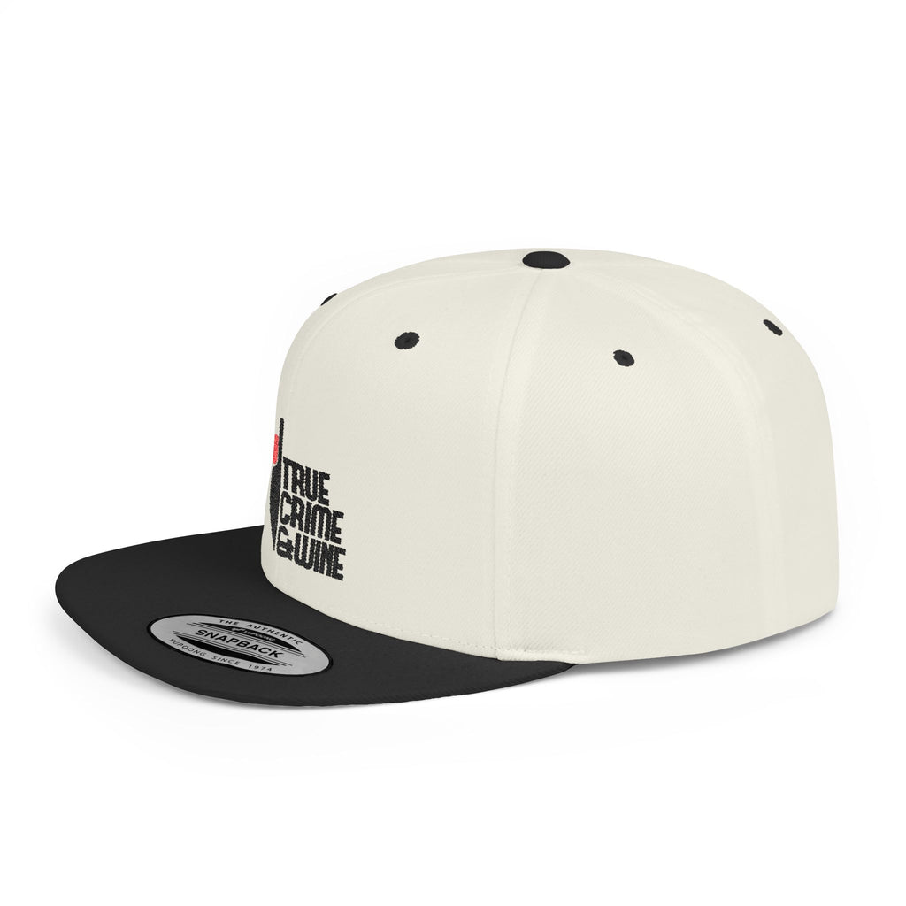 True Crime Enthusiast Flat Bill Snapback Cap - Trendy Hat for Fans, Gift for Him/Her, Casual Wear, Festival Accessory, Cool Streetwear