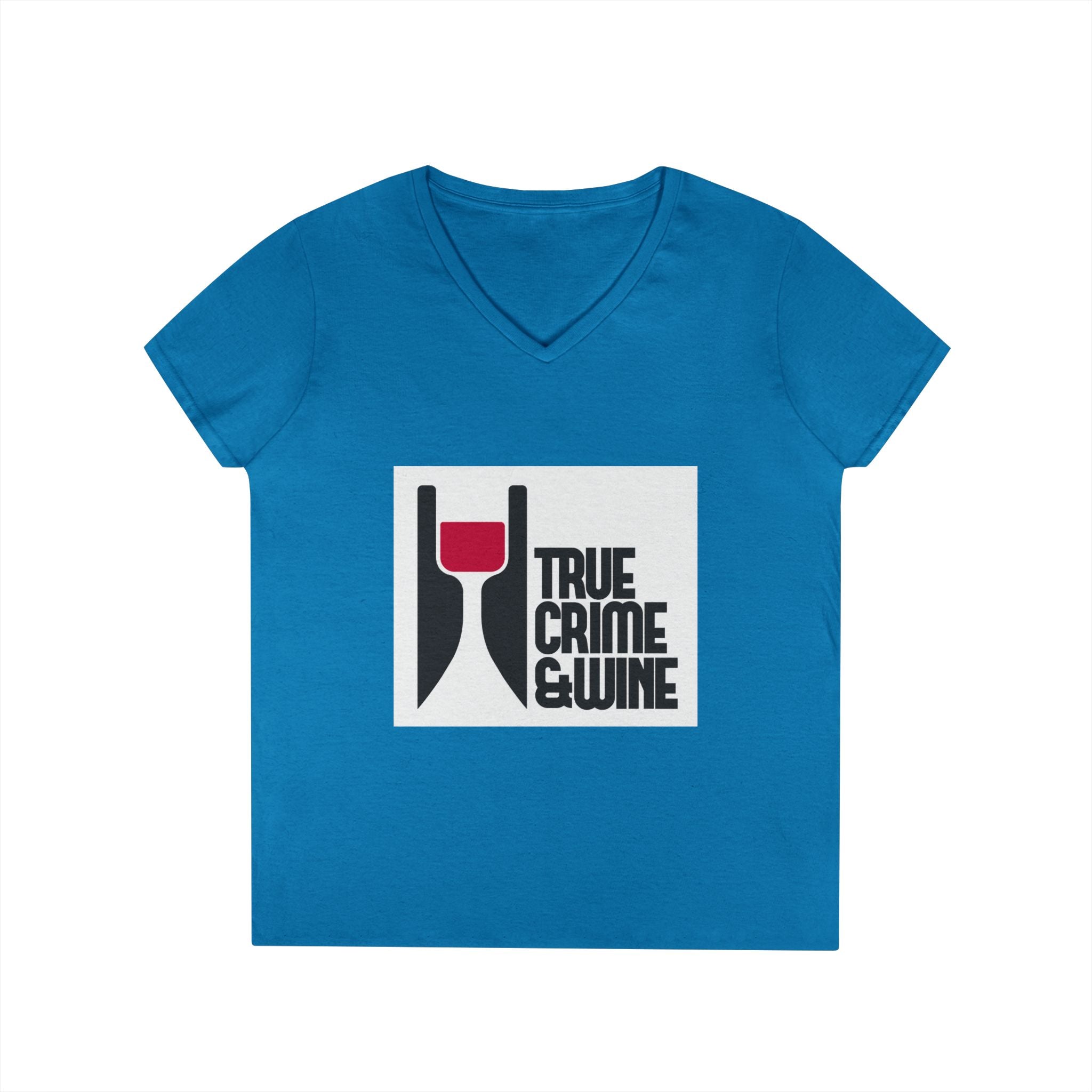 True Crime & Wine Ladies' V-Neck T-Shirt | Perfect for Book Clubs, Wine Nights, Casual Wear, Gifts for Fans, Everyday Comfort