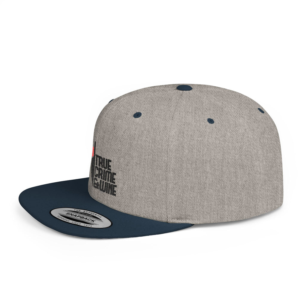 True Crime Enthusiast Flat Bill Snapback Cap - Trendy Hat for Fans, Gift for Him/Her, Casual Wear, Festival Accessory, Cool Streetwear