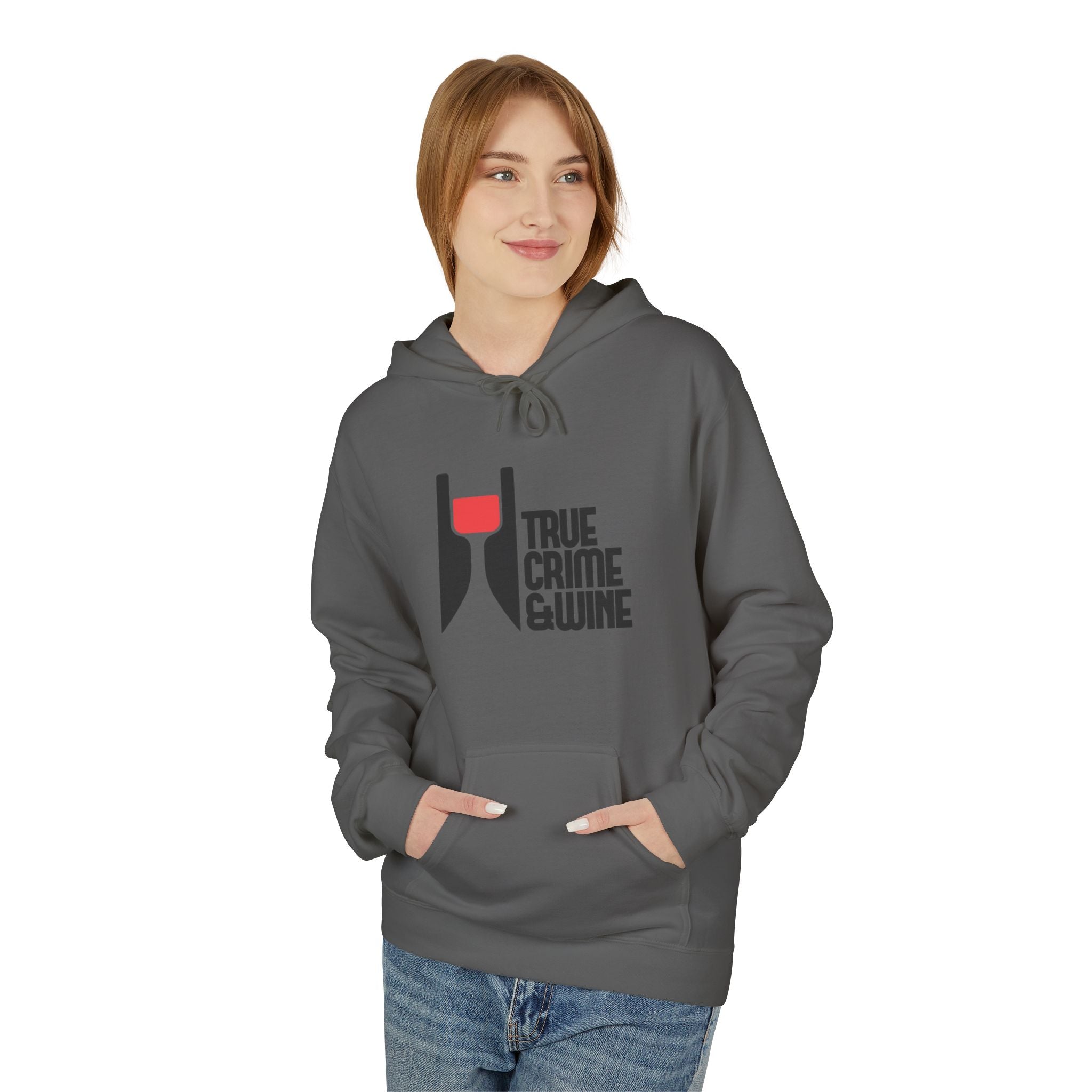 True Crime & Wine Hoodie - Cozy Unisex Fleece Sweatshirt for Wine Lovers, Perfect Gift for True Crime Fans, Casual Wear, Wine Night, [...]