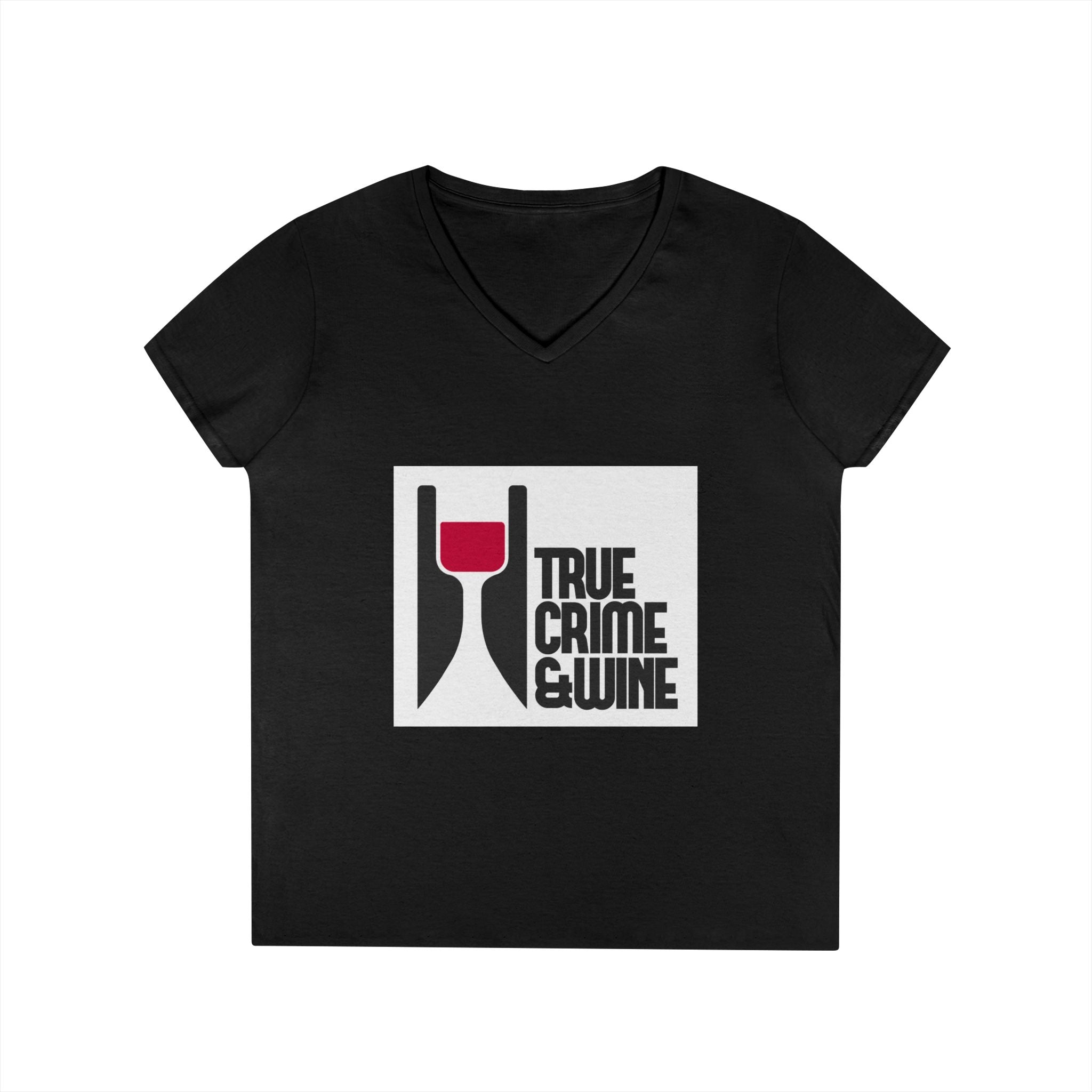 True Crime & Wine Ladies' V-Neck T-Shirt | Perfect for Book Clubs, Wine Nights, Casual Wear, Gifts for Fans, Everyday Comfort