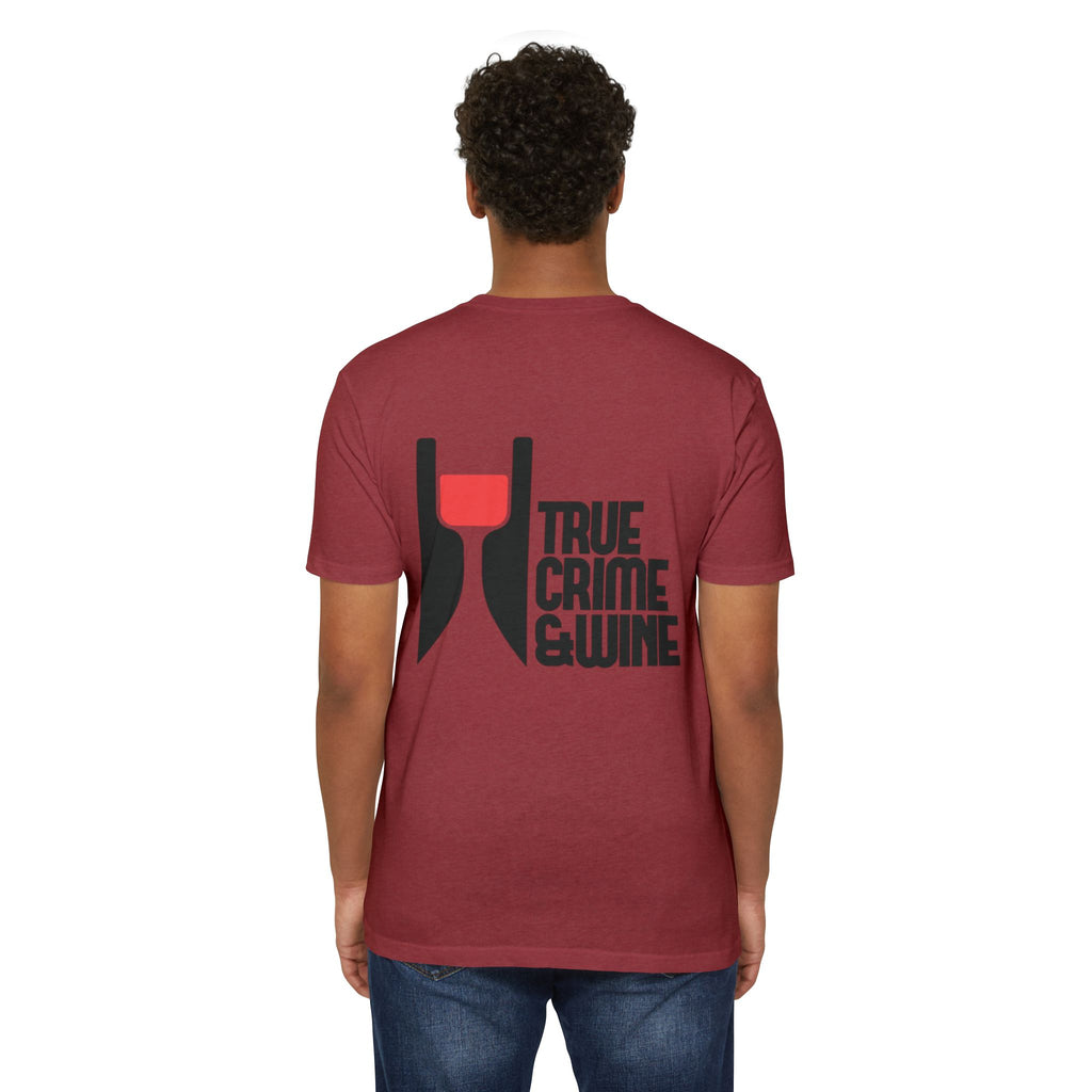 True Crime & Wine Unisex T-Shirt, Perfect Gift for True Crime Fans, Wine Lovers, Cozy Nights In, Casual Wear, Unique Graphic Tee