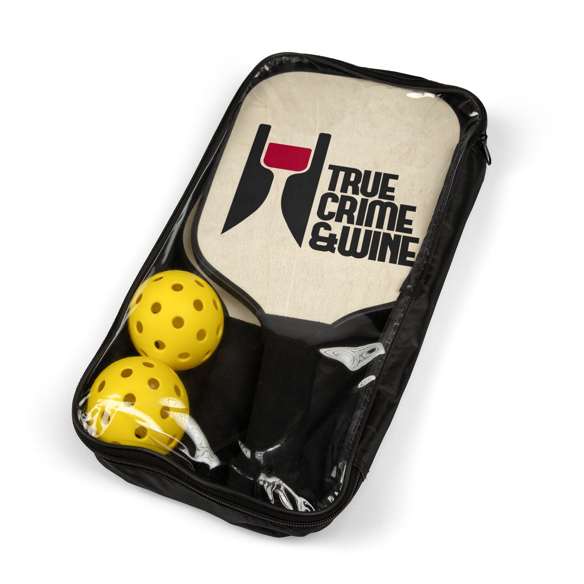 Pickleball Paddle Set, Fun Pickleball Gear, Unique Sports Gift, True Crime & Wine Design, Perfect for Game Night