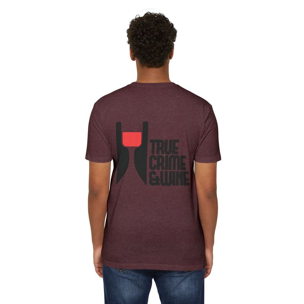 True Crime & Wine Unisex T-Shirt, Perfect Gift for True Crime Fans, Wine Lovers, Cozy Nights In, Casual Wear, Unique Graphic Tee