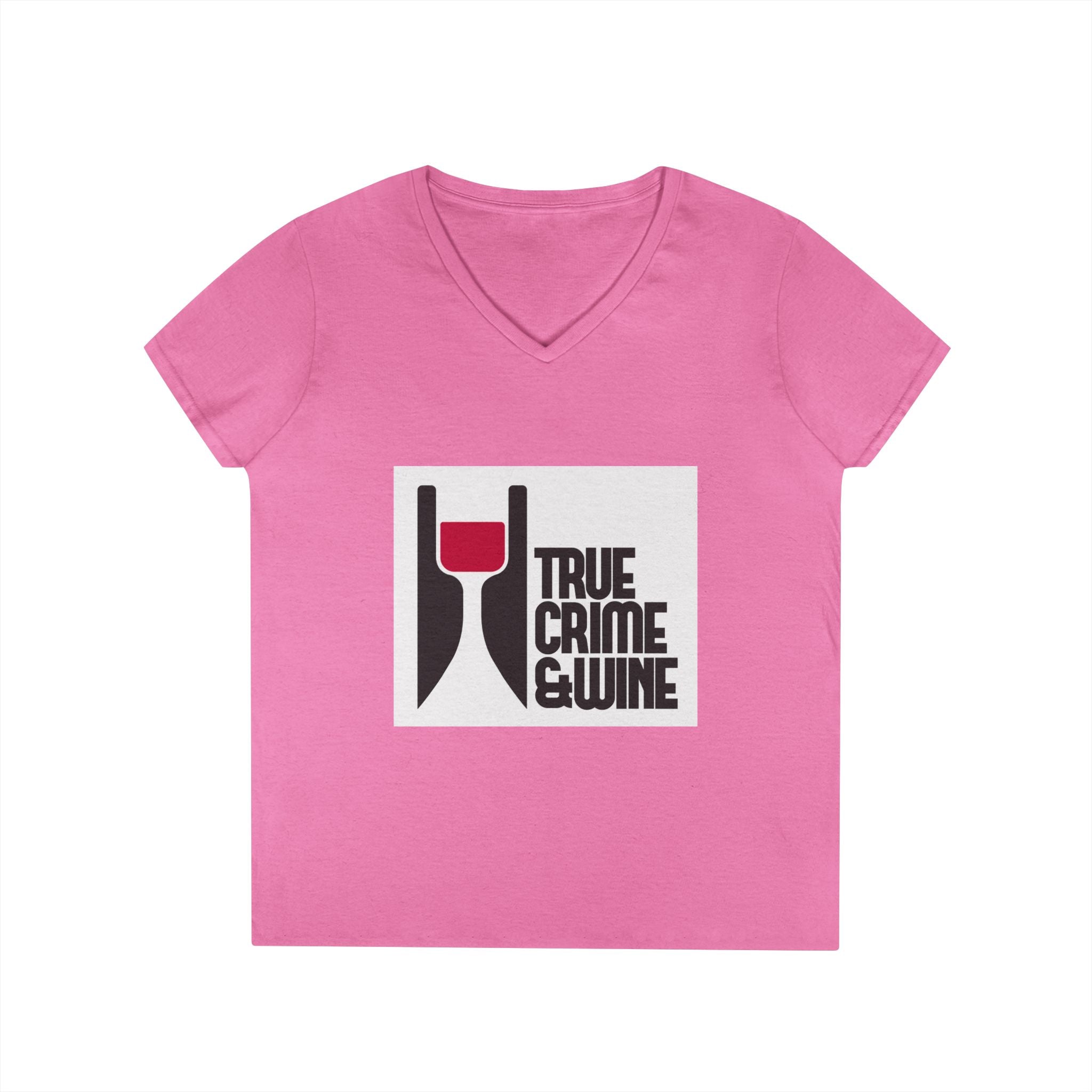 True Crime & Wine Ladies' V-Neck T-Shirt | Perfect for Book Clubs, Wine Nights, Casual Wear, Gifts for Fans, Everyday Comfort