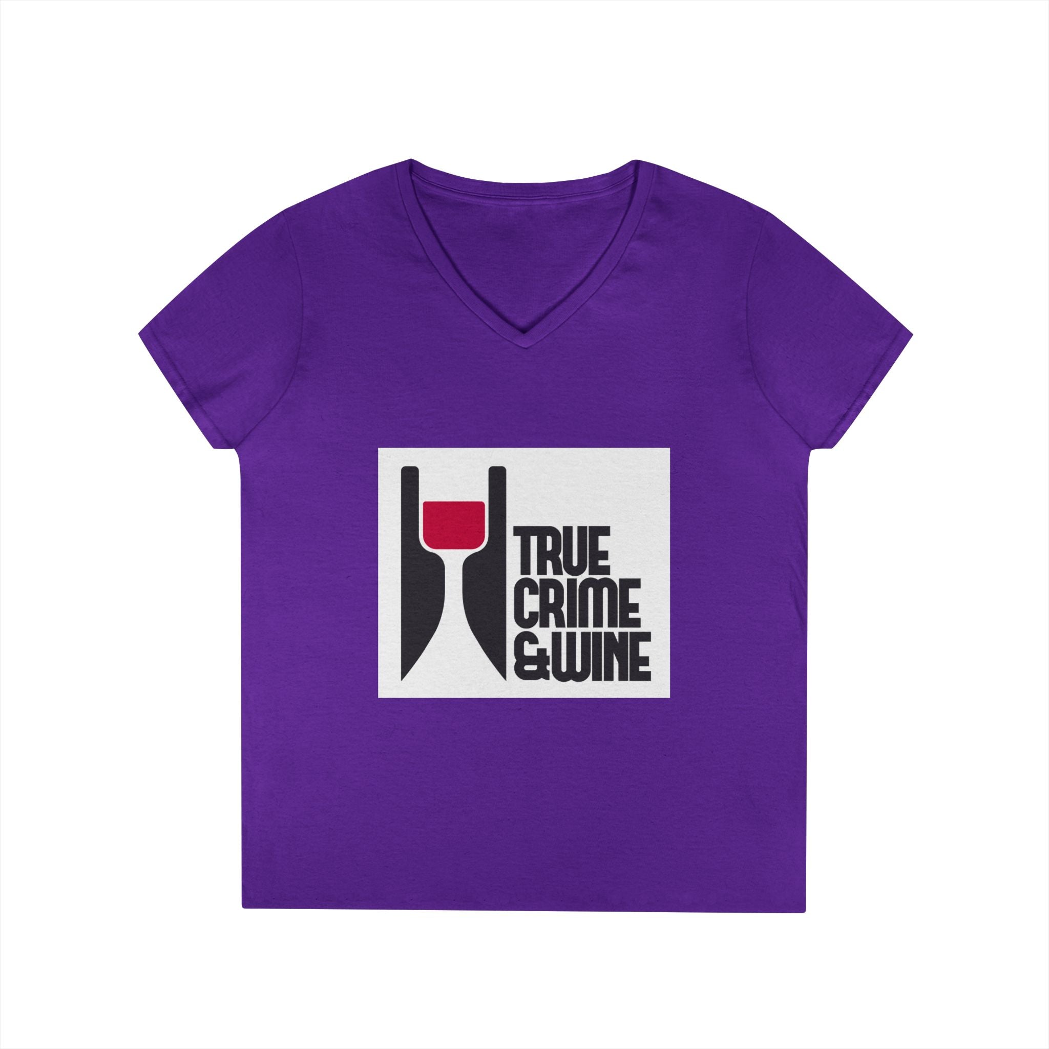 True Crime & Wine Ladies' V-Neck T-Shirt | Perfect for Book Clubs, Wine Nights, Casual Wear, Gifts for Fans, Everyday Comfort