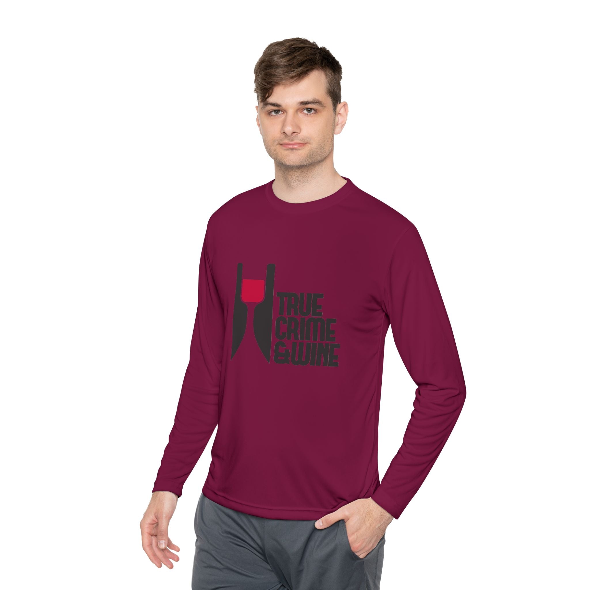 True Crime & Wine Long Sleeve Tee, Unisex Tee for Wine Lovers, True Crime Fan Apparel, Gift for True Crime Lovers, Cozy Casual Wear