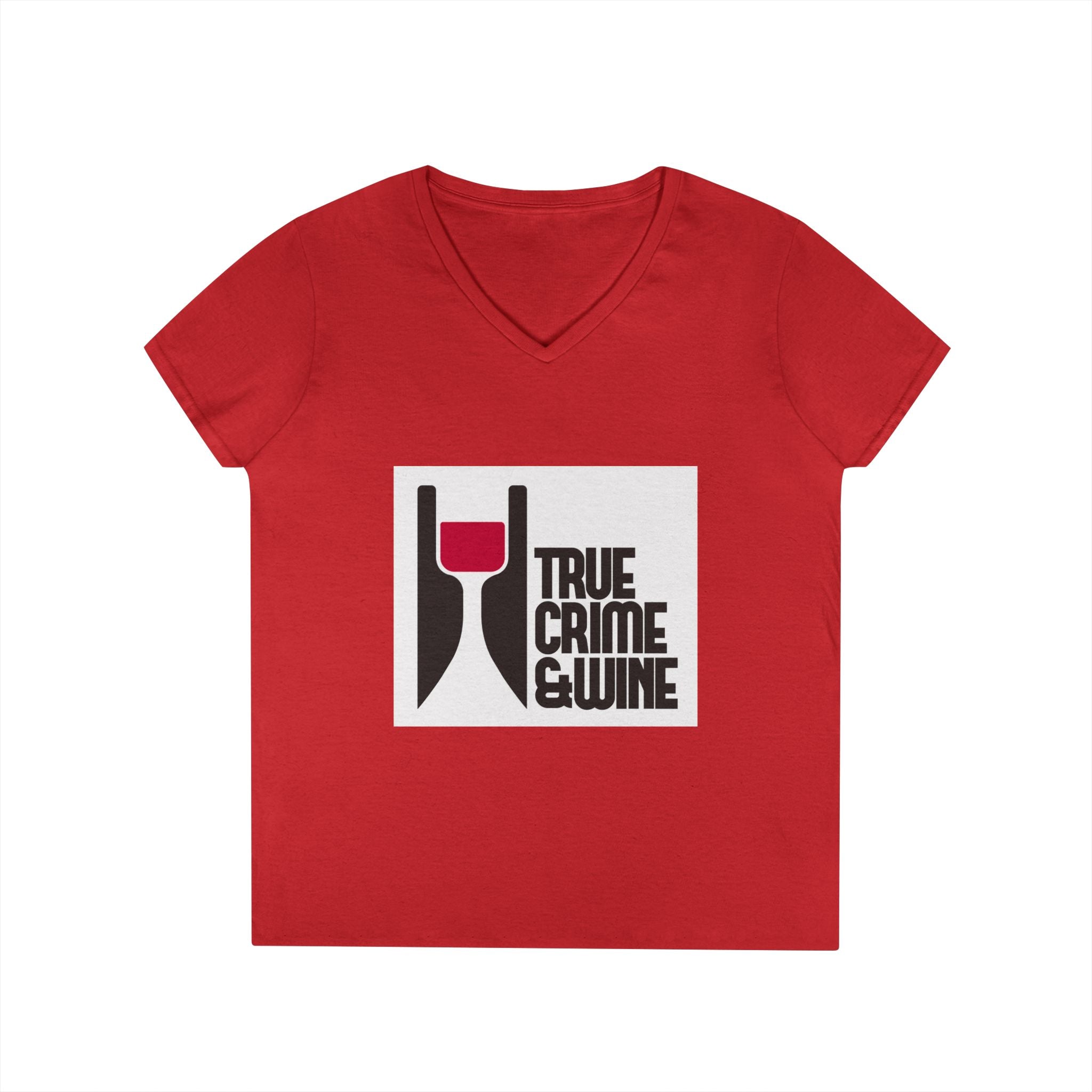 True Crime & Wine Ladies' V-Neck T-Shirt | Perfect for Book Clubs, Wine Nights, Casual Wear, Gifts for Fans, Everyday Comfort