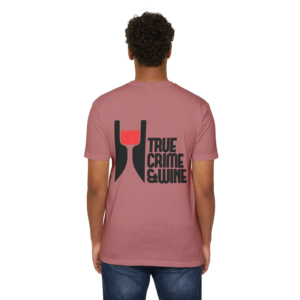 True Crime & Wine Unisex T-Shirt, Perfect Gift for True Crime Fans, Wine Lovers, Cozy Nights In, Casual Wear, Unique Graphic Tee