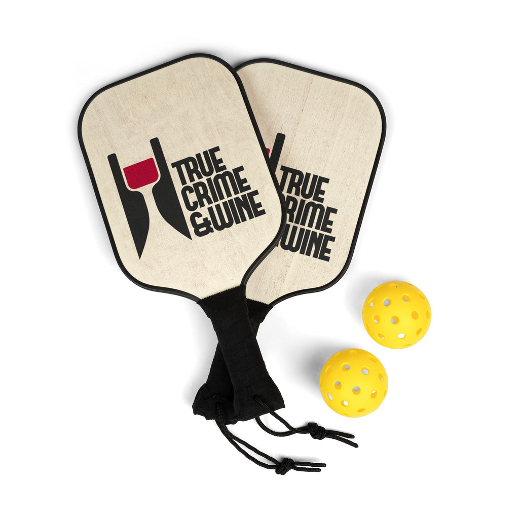 Pickleball Paddle Set, Fun Pickleball Gear, Unique Sports Gift, True Crime & Wine Design, Perfect for Game Night
