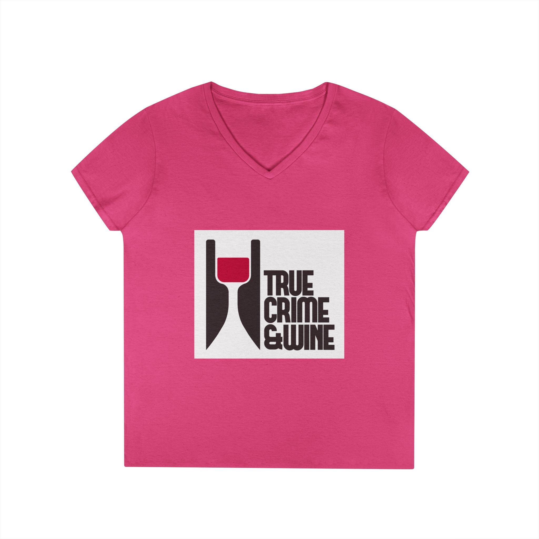 True Crime & Wine Ladies' V-Neck T-Shirt | Perfect for Book Clubs, Wine Nights, Casual Wear, Gifts for Fans, Everyday Comfort