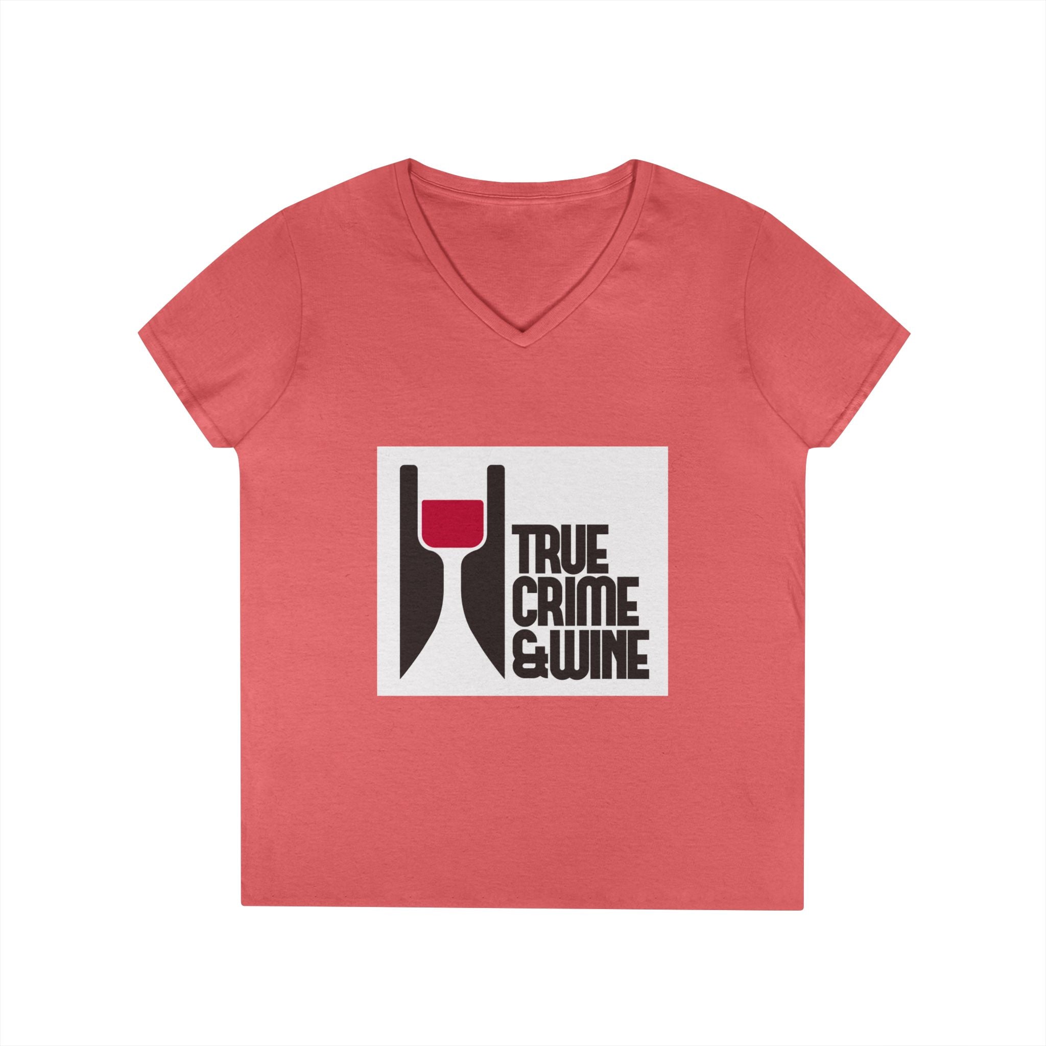 True Crime & Wine Ladies' V-Neck T-Shirt | Perfect for Book Clubs, Wine Nights, Casual Wear, Gifts for Fans, Everyday Comfort