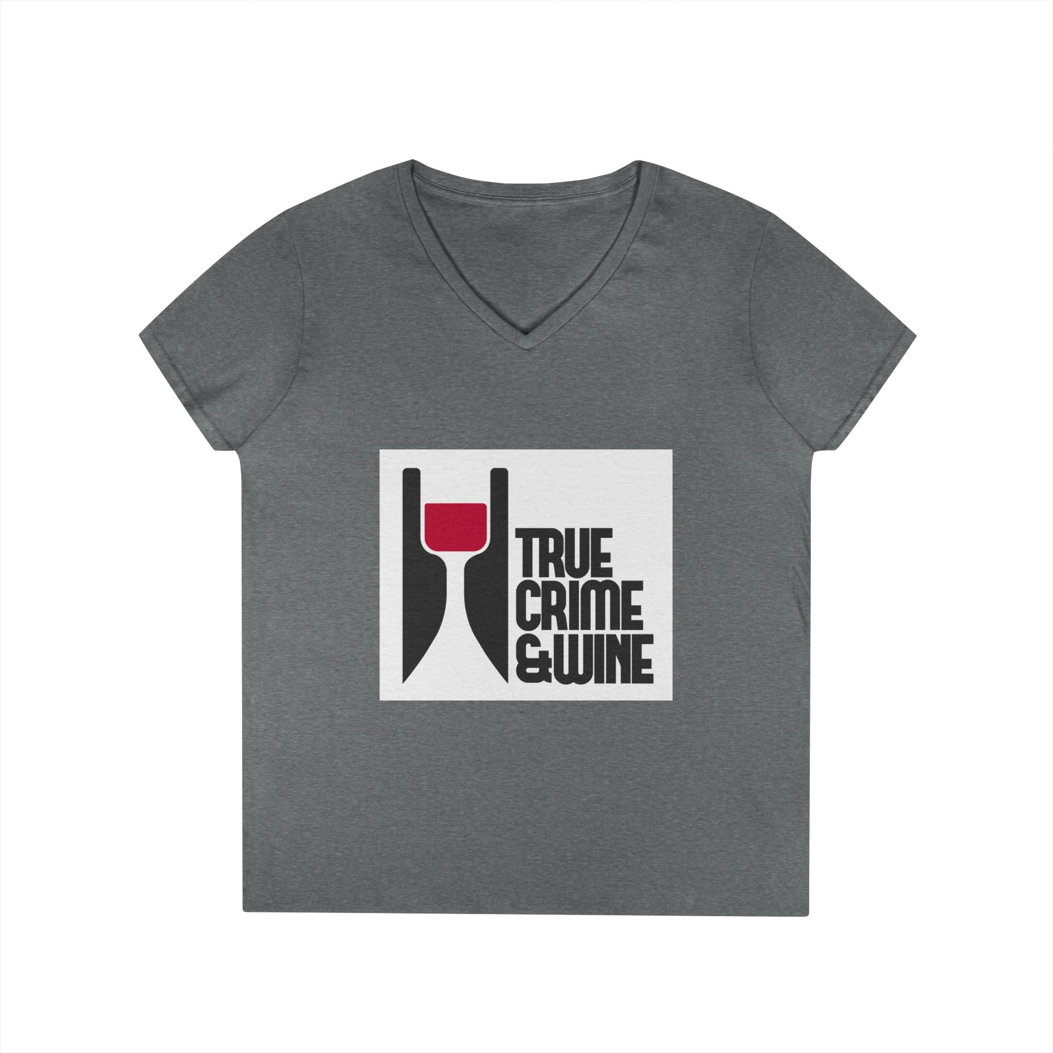True Crime & Wine Ladies' V-Neck T-Shirt | Perfect for Book Clubs, Wine Nights, Casual Wear, Gifts for Fans, Everyday Comfort