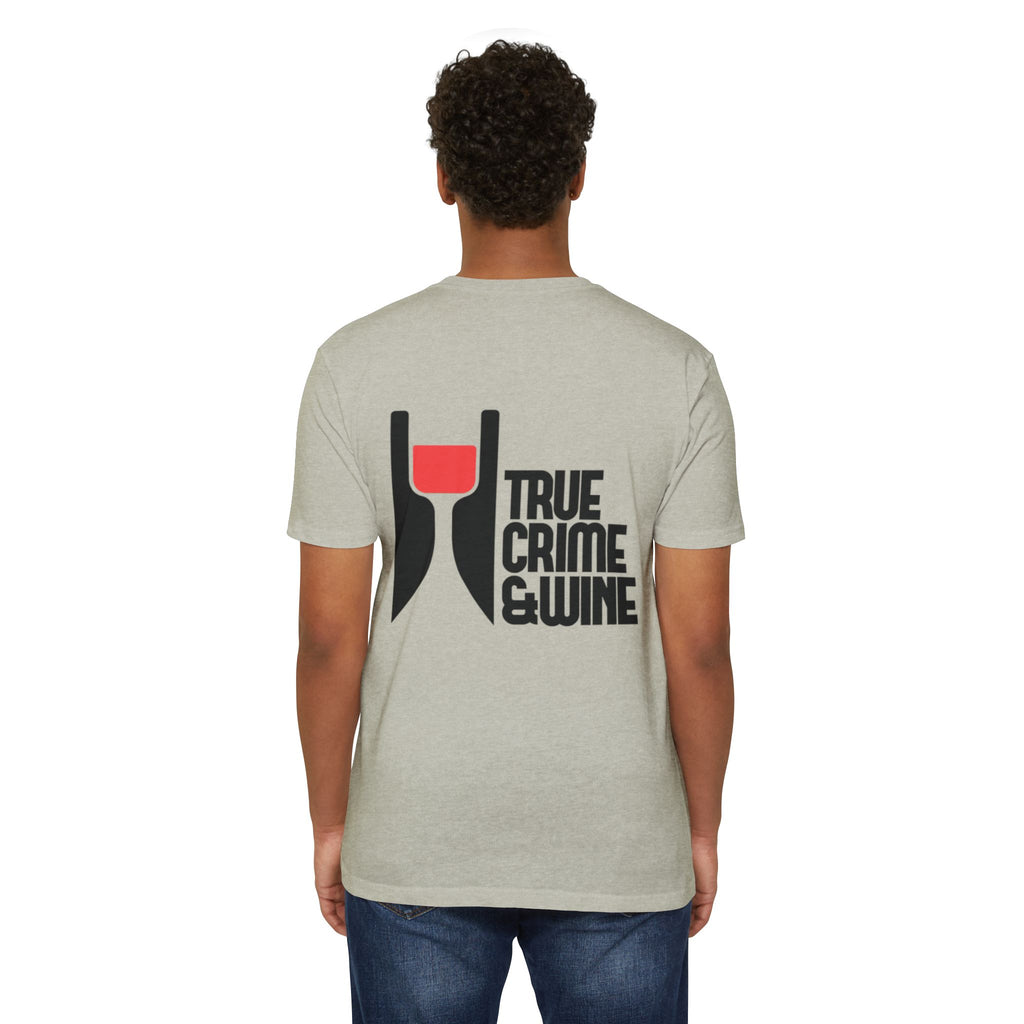 True Crime & Wine Unisex T-Shirt, Perfect Gift for True Crime Fans, Wine Lovers, Cozy Nights In, Casual Wear, Unique Graphic Tee