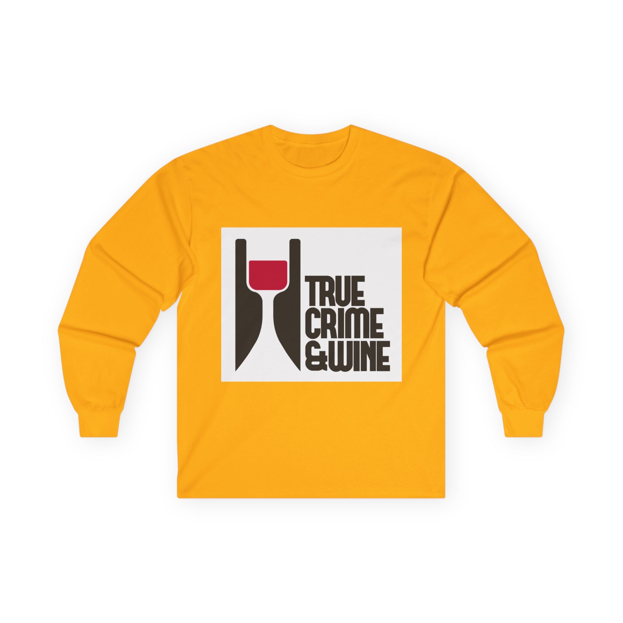 Unisex True Crime & Wine Long Sleeve Tee, Cozy Graphic Shirt, Gift for Wine Lovers, True Crime Fans, Fun Casual Wear, Halloween Apparel