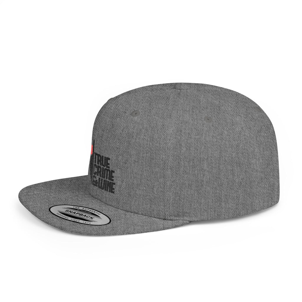 True Crime Enthusiast Flat Bill Snapback Cap - Trendy Hat for Fans, Gift for Him/Her, Casual Wear, Festival Accessory, Cool Streetwear