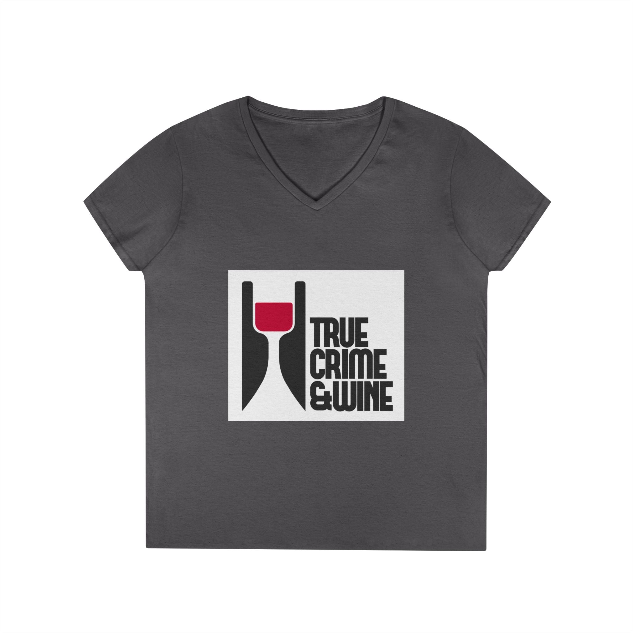 True Crime & Wine Ladies' V-Neck T-Shirt | Perfect for Book Clubs, Wine Nights, Casual Wear, Gifts for Fans, Everyday Comfort