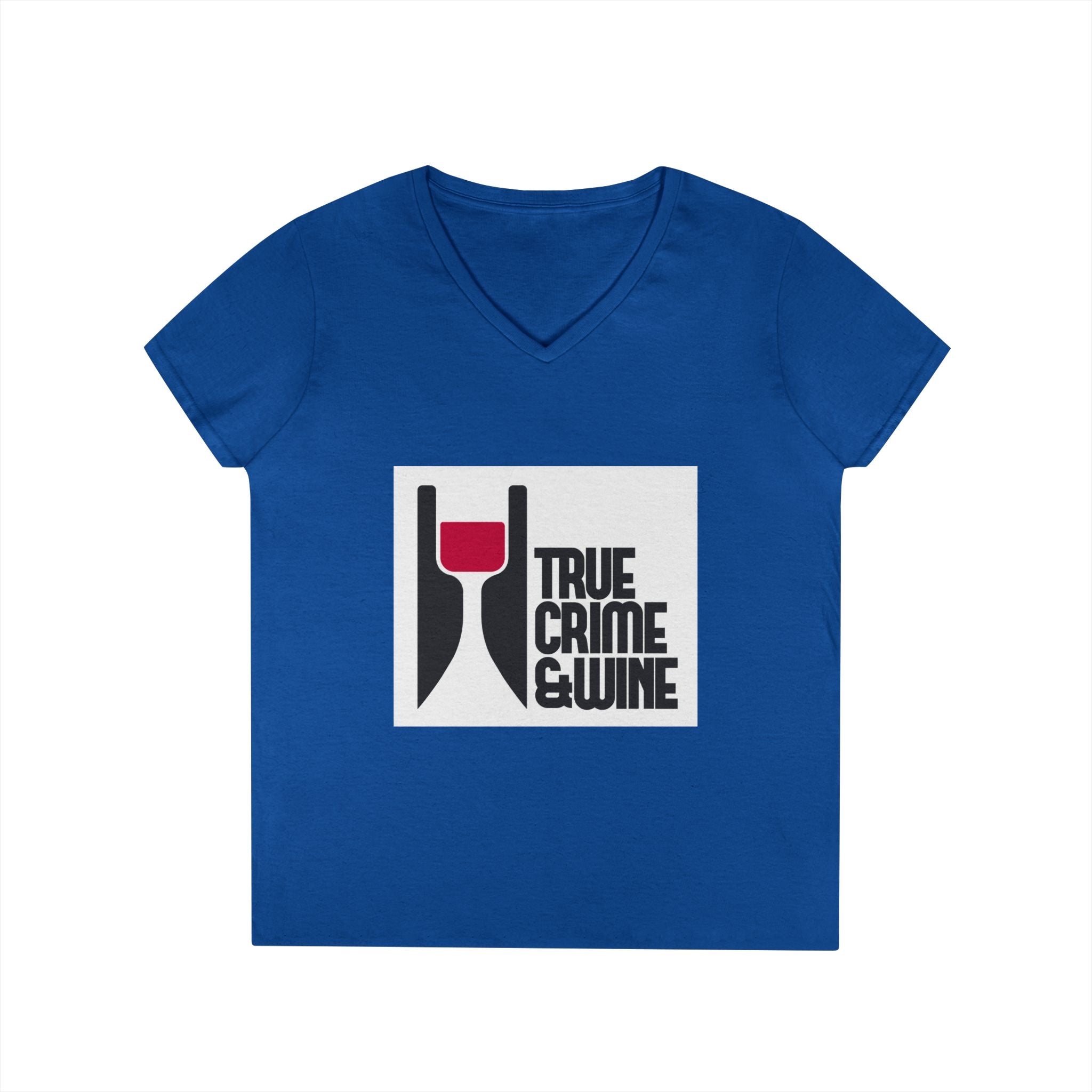 True Crime & Wine Ladies' V-Neck T-Shirt | Perfect for Book Clubs, Wine Nights, Casual Wear, Gifts for Fans, Everyday Comfort