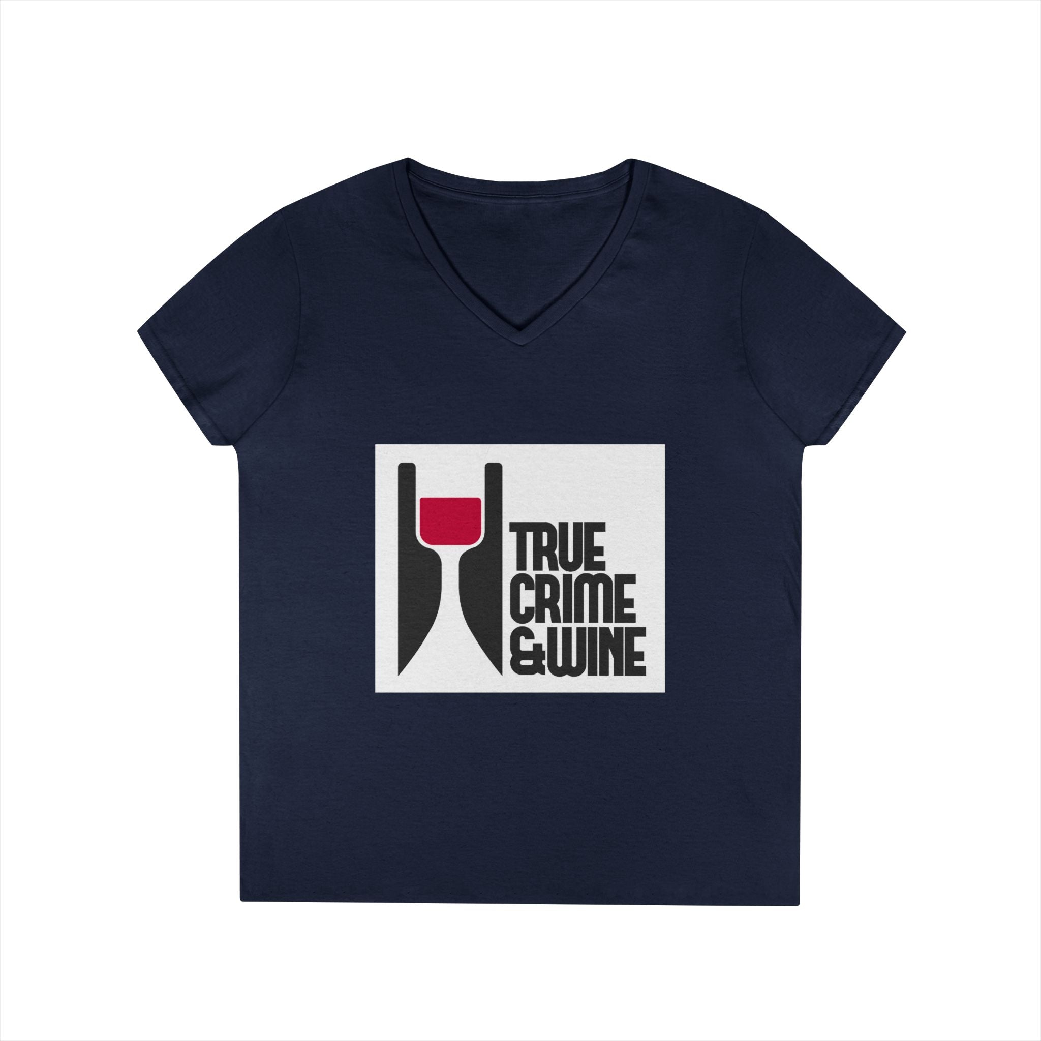 True Crime & Wine Ladies' V-Neck T-Shirt | Perfect for Book Clubs, Wine Nights, Casual Wear, Gifts for Fans, Everyday Comfort