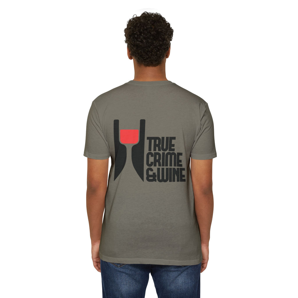 True Crime & Wine Unisex T-Shirt, Perfect Gift for True Crime Fans, Wine Lovers, Cozy Nights In, Casual Wear, Unique Graphic Tee