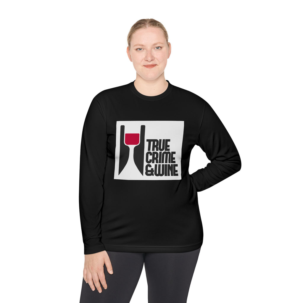 True Crime & Wine Long Sleeve Tee, Unisex Tee for Wine Lovers, True Crime Fan Apparel, Gift for True Crime Lovers, Cozy Casual Wear