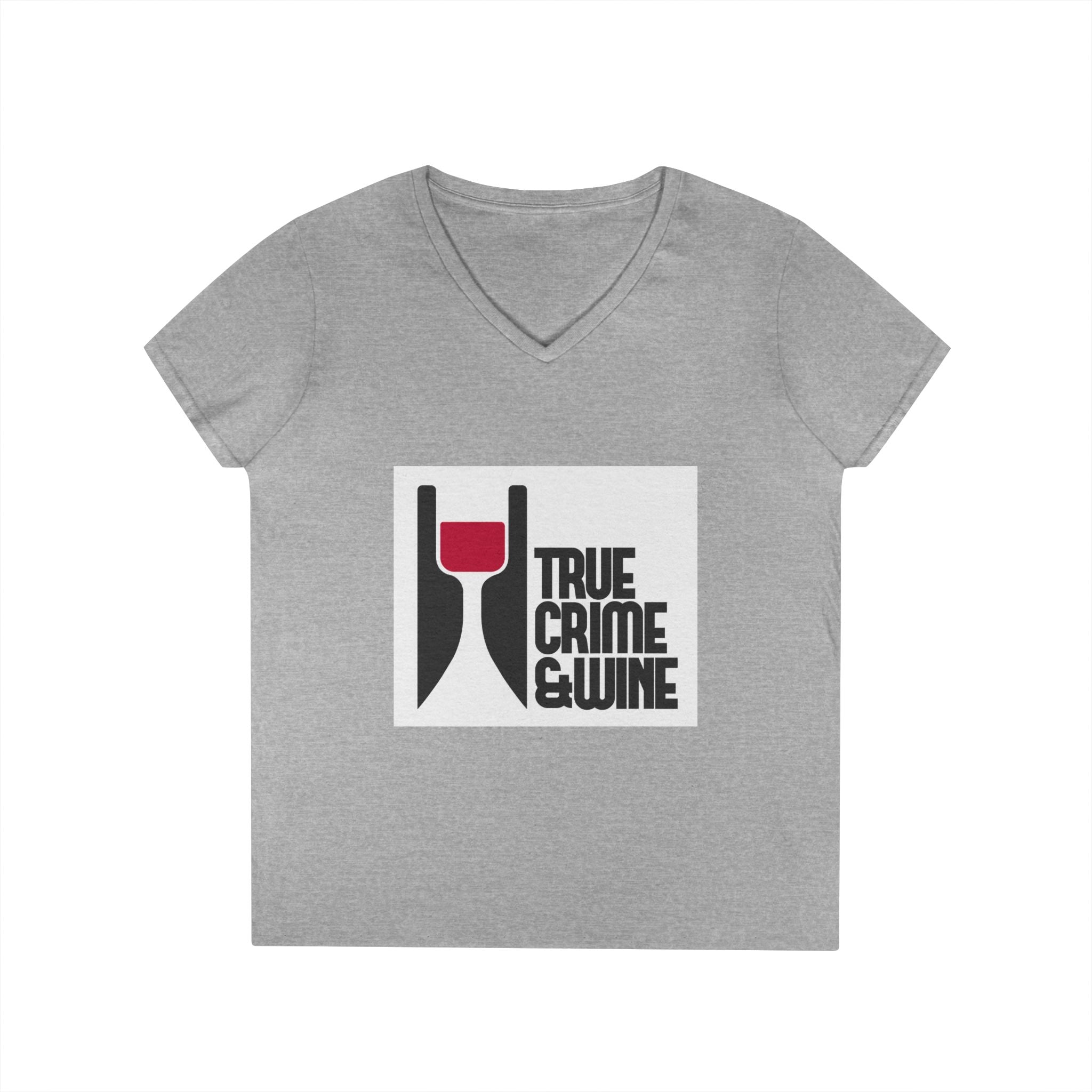 True Crime & Wine Ladies' V-Neck T-Shirt | Perfect for Book Clubs, Wine Nights, Casual Wear, Gifts for Fans, Everyday Comfort