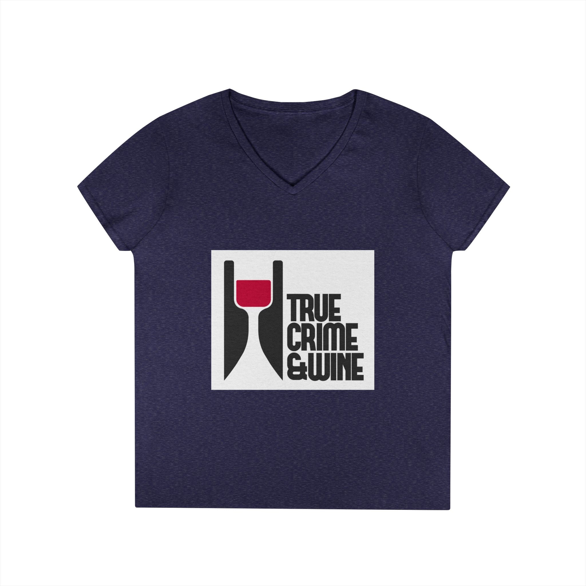 True Crime & Wine Ladies' V-Neck T-Shirt | Perfect for Book Clubs, Wine Nights, Casual Wear, Gifts for Fans, Everyday Comfort